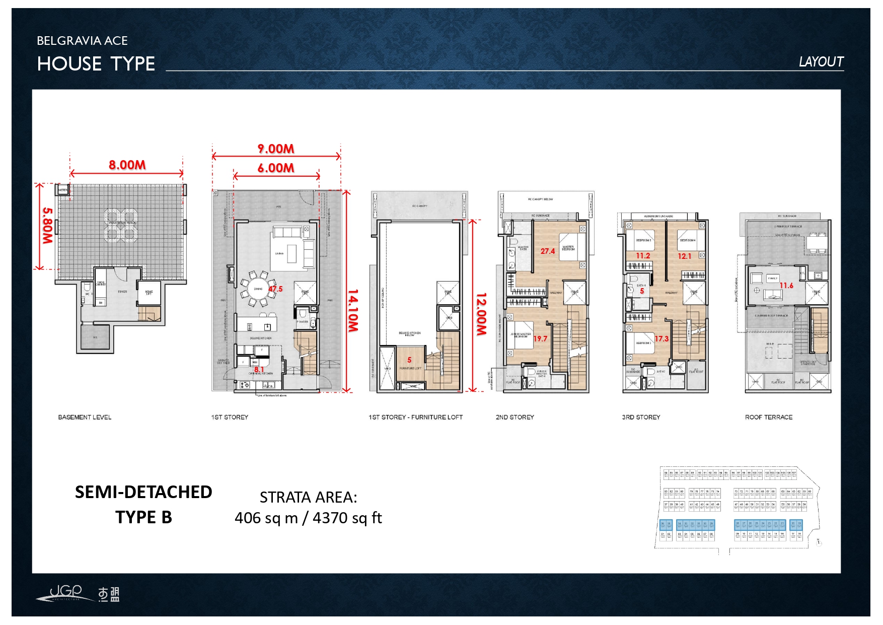 TYPE-B-Belgravia Ace Floor Plan with Room Size
